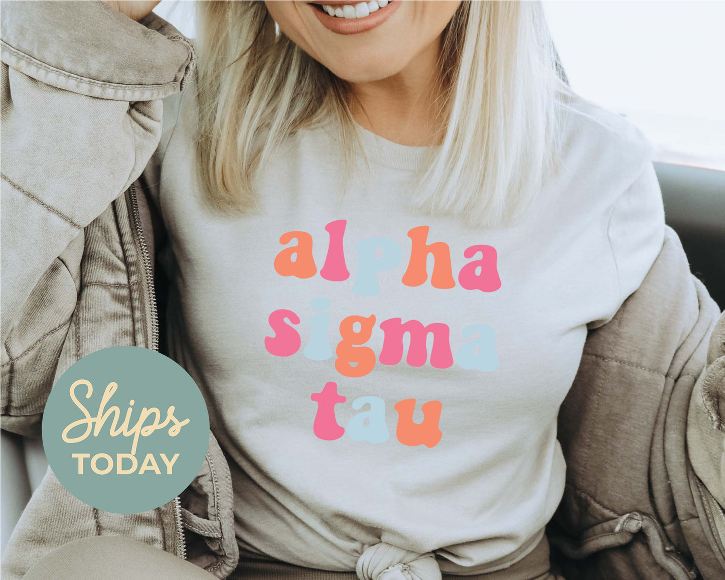 Alpha Sigma Tau Vividly Vibrant Sorority T-shirt _ 3156g