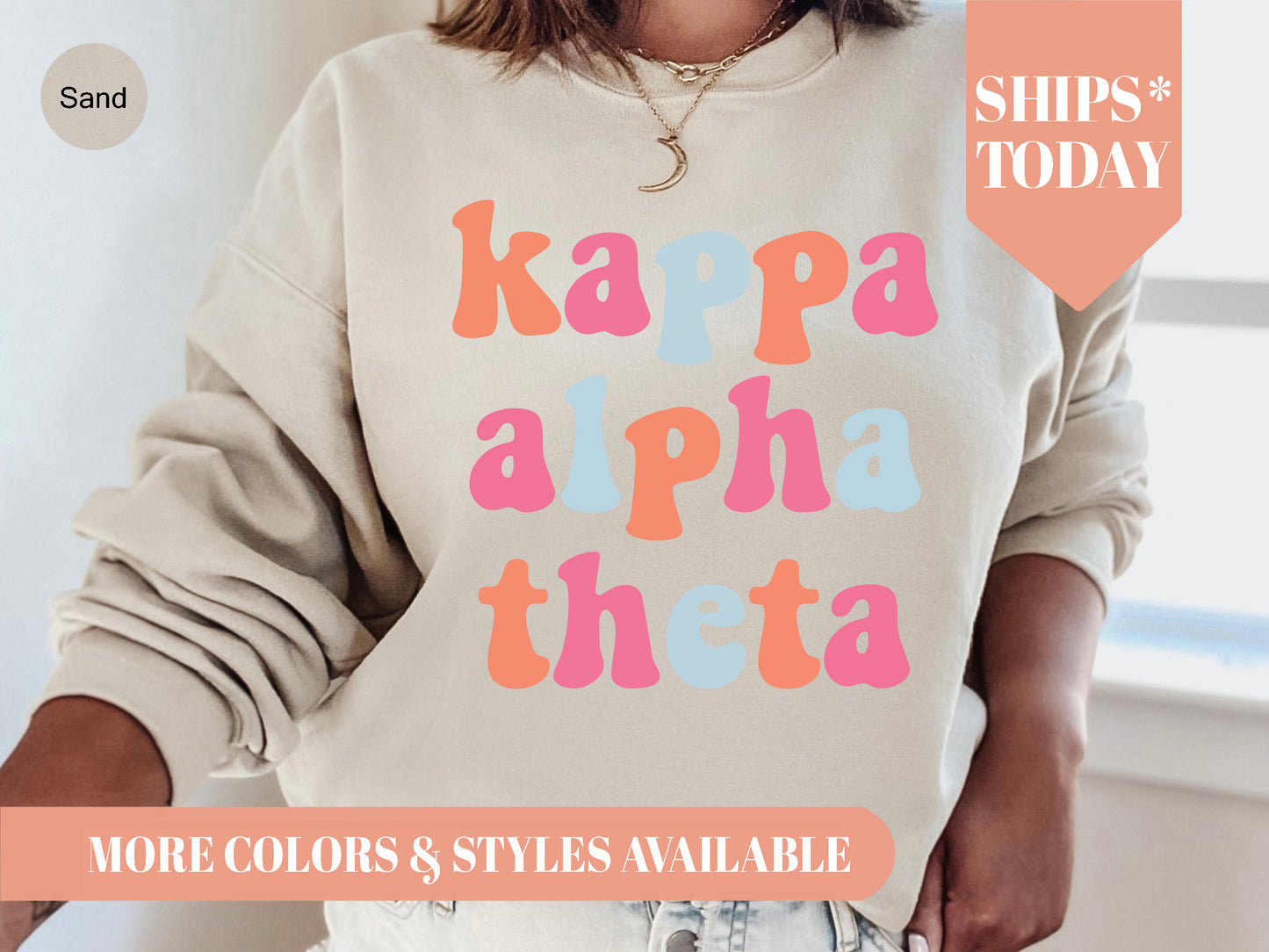 Kappa Alpha Theta Vividly Vibrant Sorority Sweatshirt _ 3164g