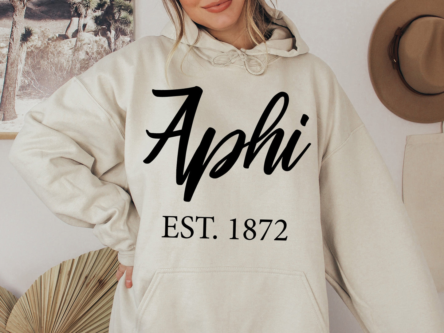 Alpha Phi Black Flowy Sorority Hoodie _ 82g