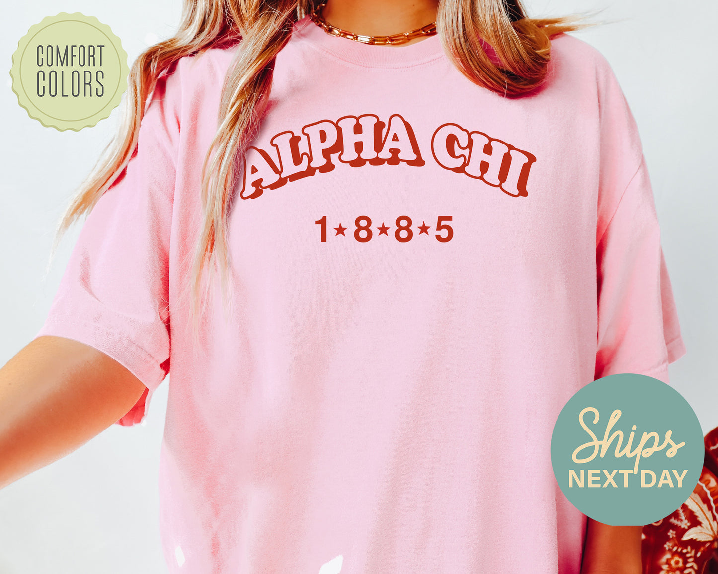 Alpha Chi Omega Red Arch Comfort Colors Sorority T-shirt _ 362g
