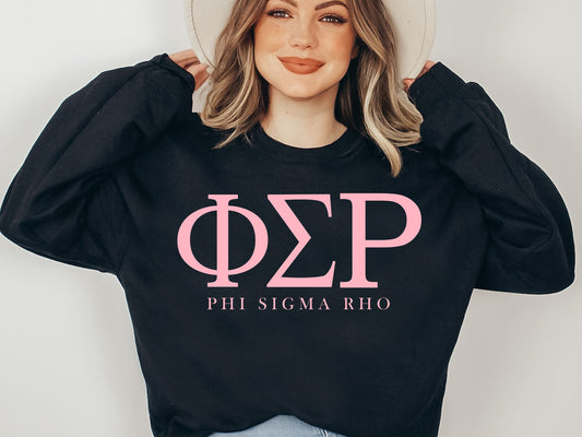 Phi Sigma Rho Pink Letter Sorority Sweatshirt _ 3490g