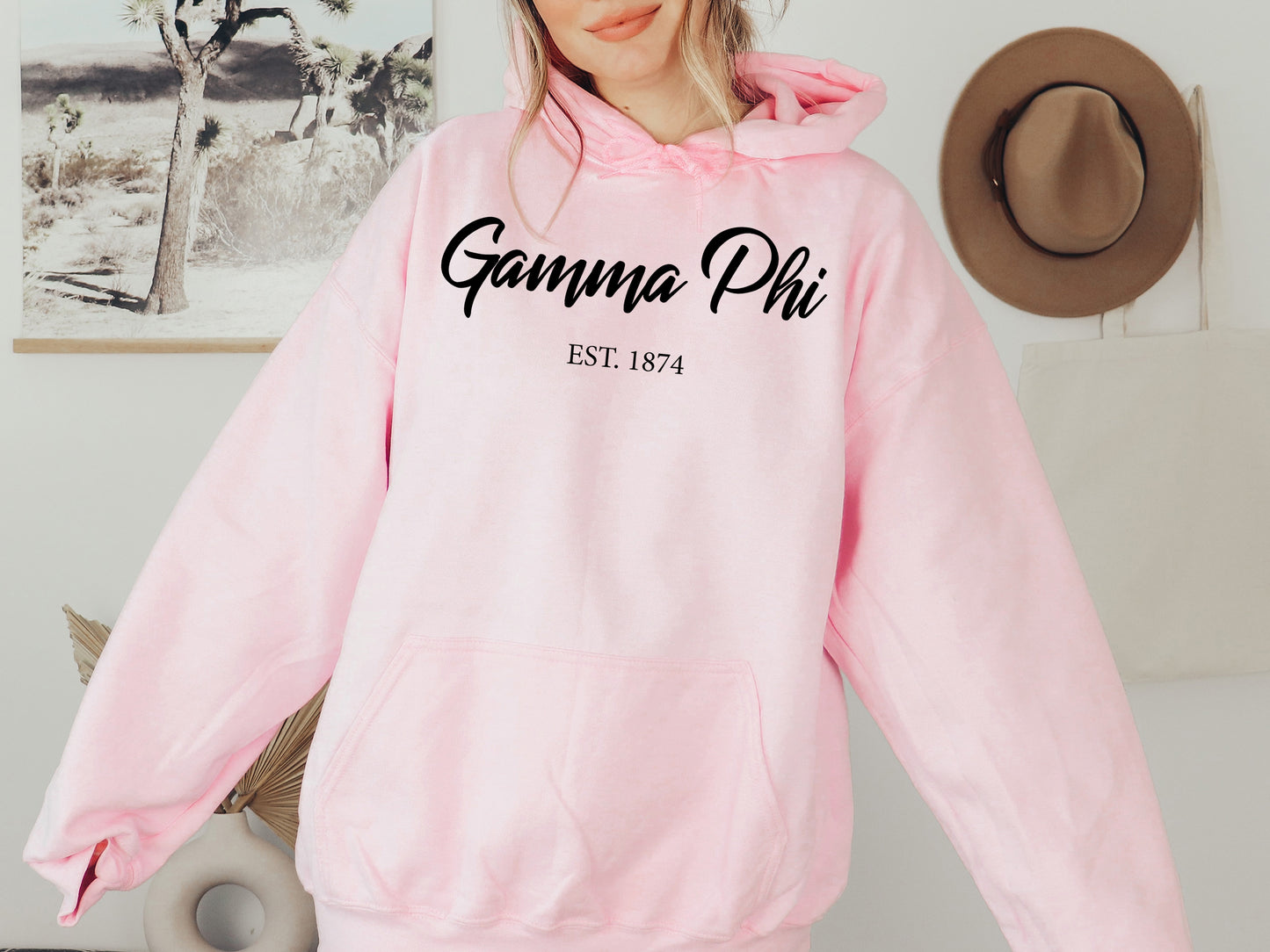 Gamma Phi Beta Black Flowy Sorority Hoodie _ 91g