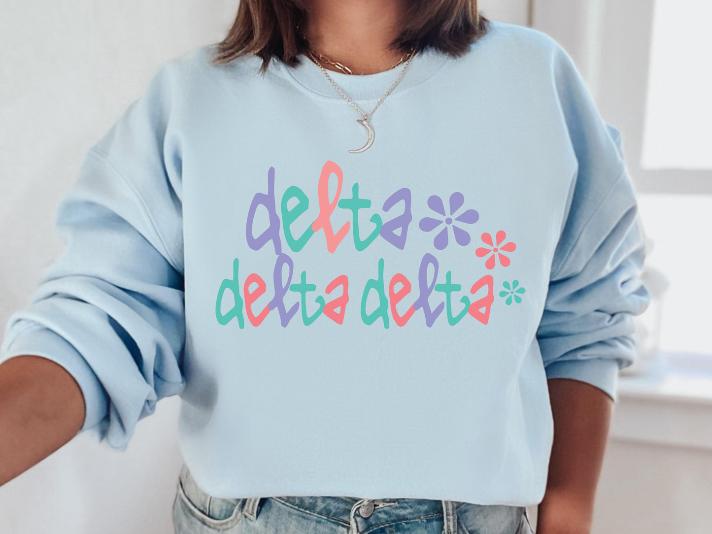 Delta Delta Delta Colorful Floral Sorority Sweatshirt _ 2613g