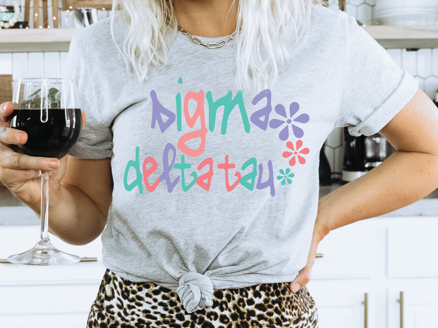 Sigma Delta Tau Colorful Floral Sorority T-shirt _ 2624g