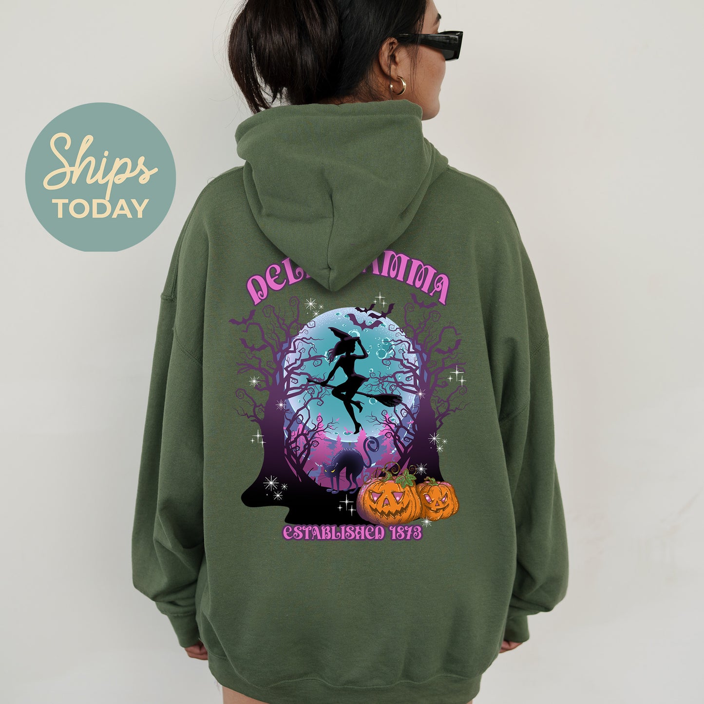 Delta Gamma Halloween Witch Sorority Hoodie _ 36237g
