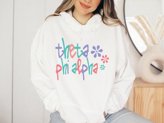 Theta Phi Alpha Colorful Floral Sorority Hoodie _ 2627g