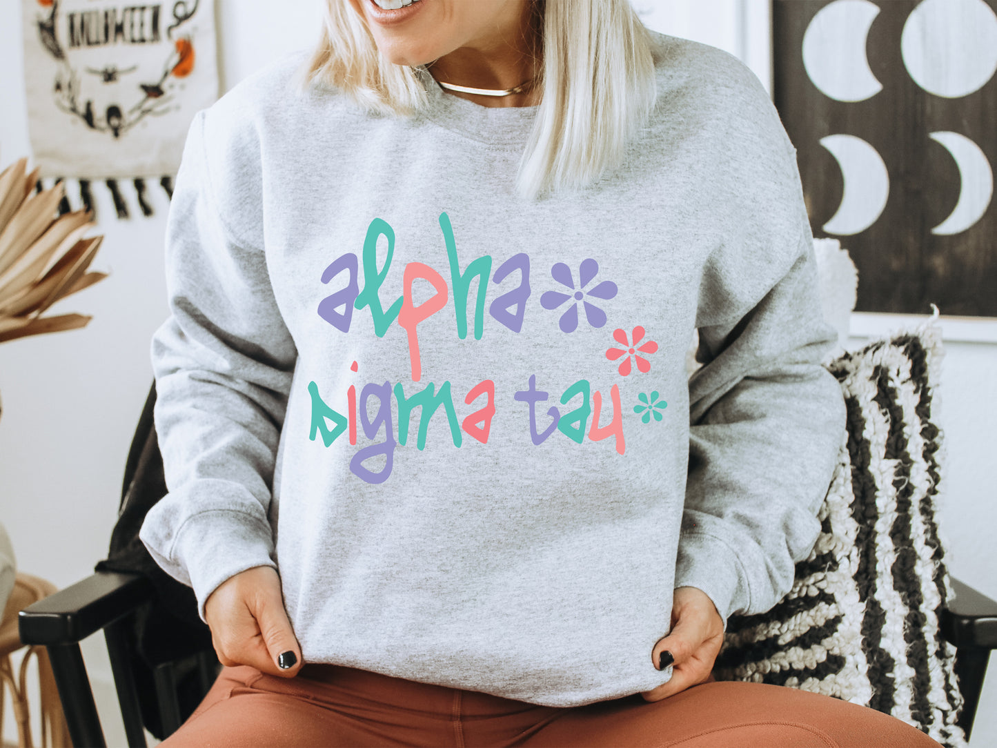 Alpha Sigma Tau Colorful Floral Sorority Sweatshirt _ 2610g