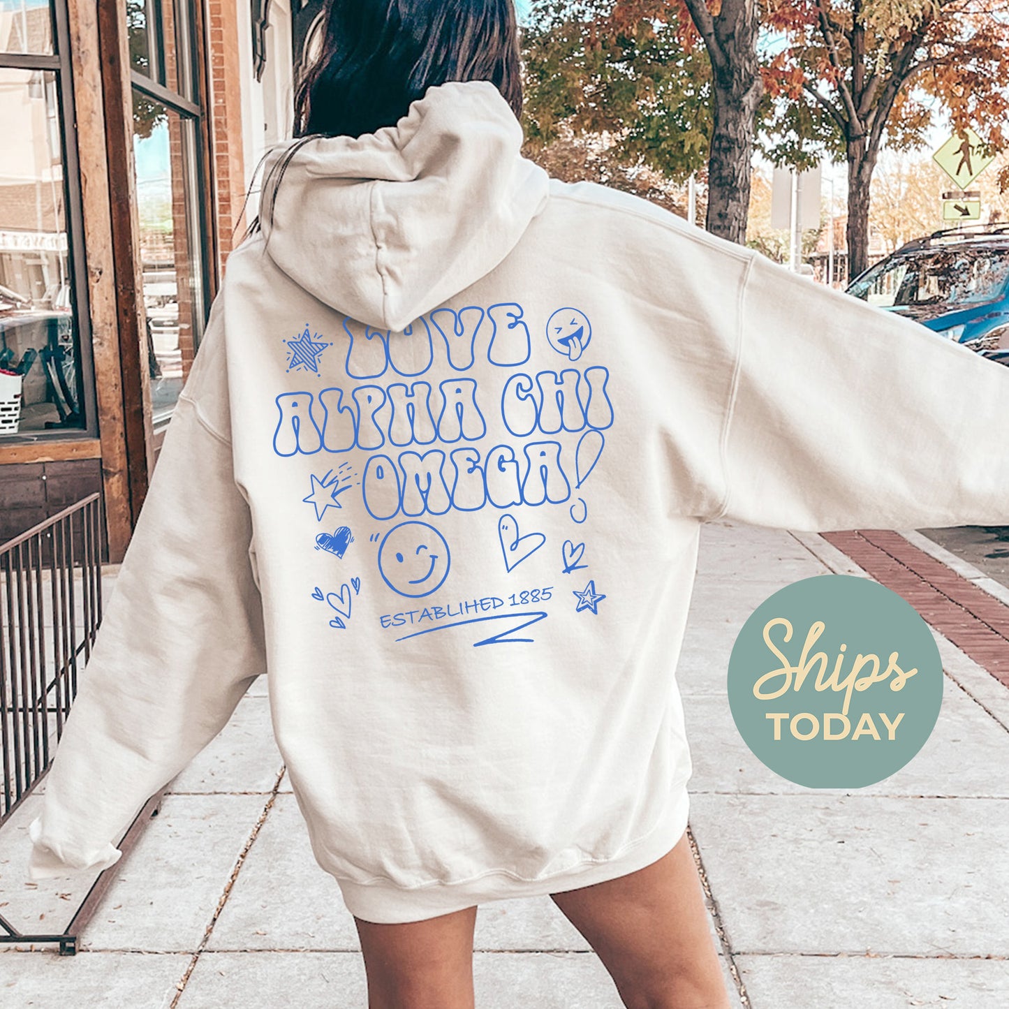 Alpha Chi Omega Scribble Sorority Hoodie _ 35489g