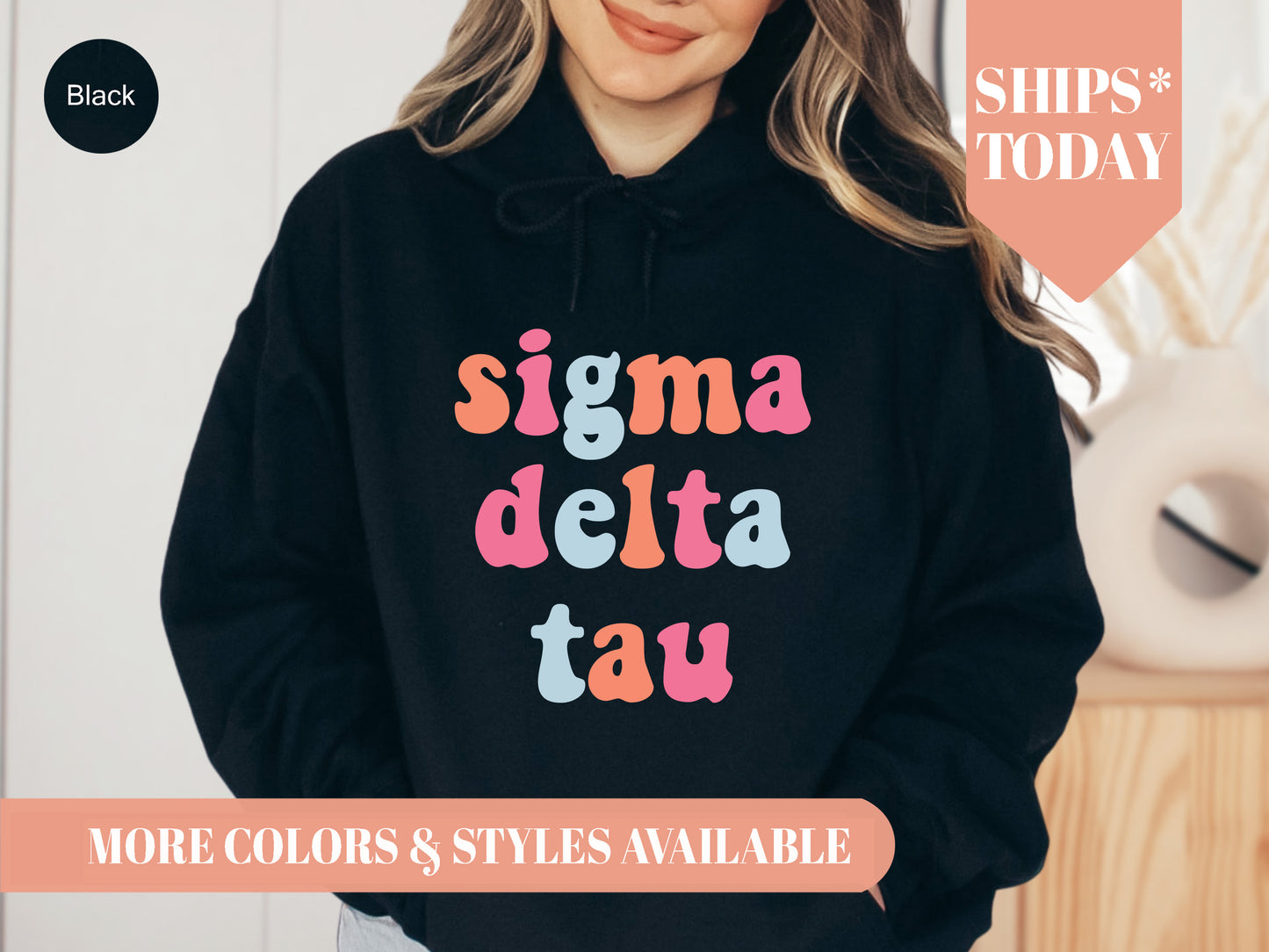 Sigma Delta Tau Vividly Vibrant Sorority Hoodie _ 3170g