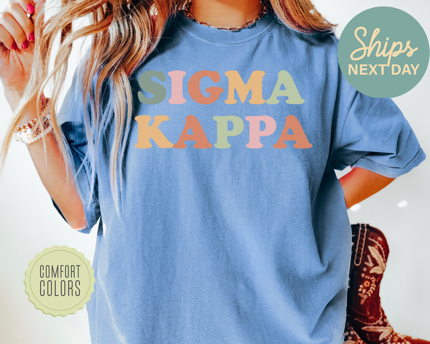 Sigma Kappa Bright and Proud Comfort Colors Sorority T-shirt _ 436g