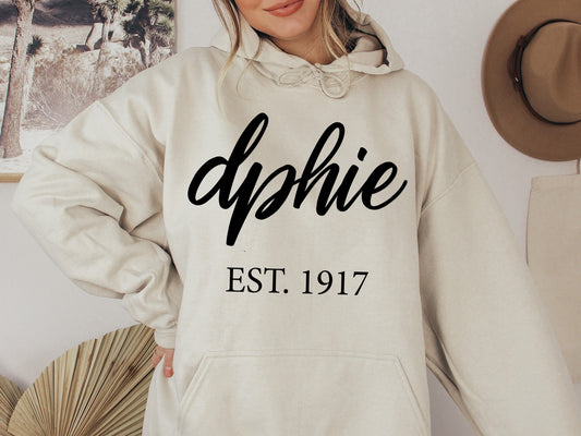 Delta Phi Epsilon Black Flowy Sorority Hoodie _ 89g