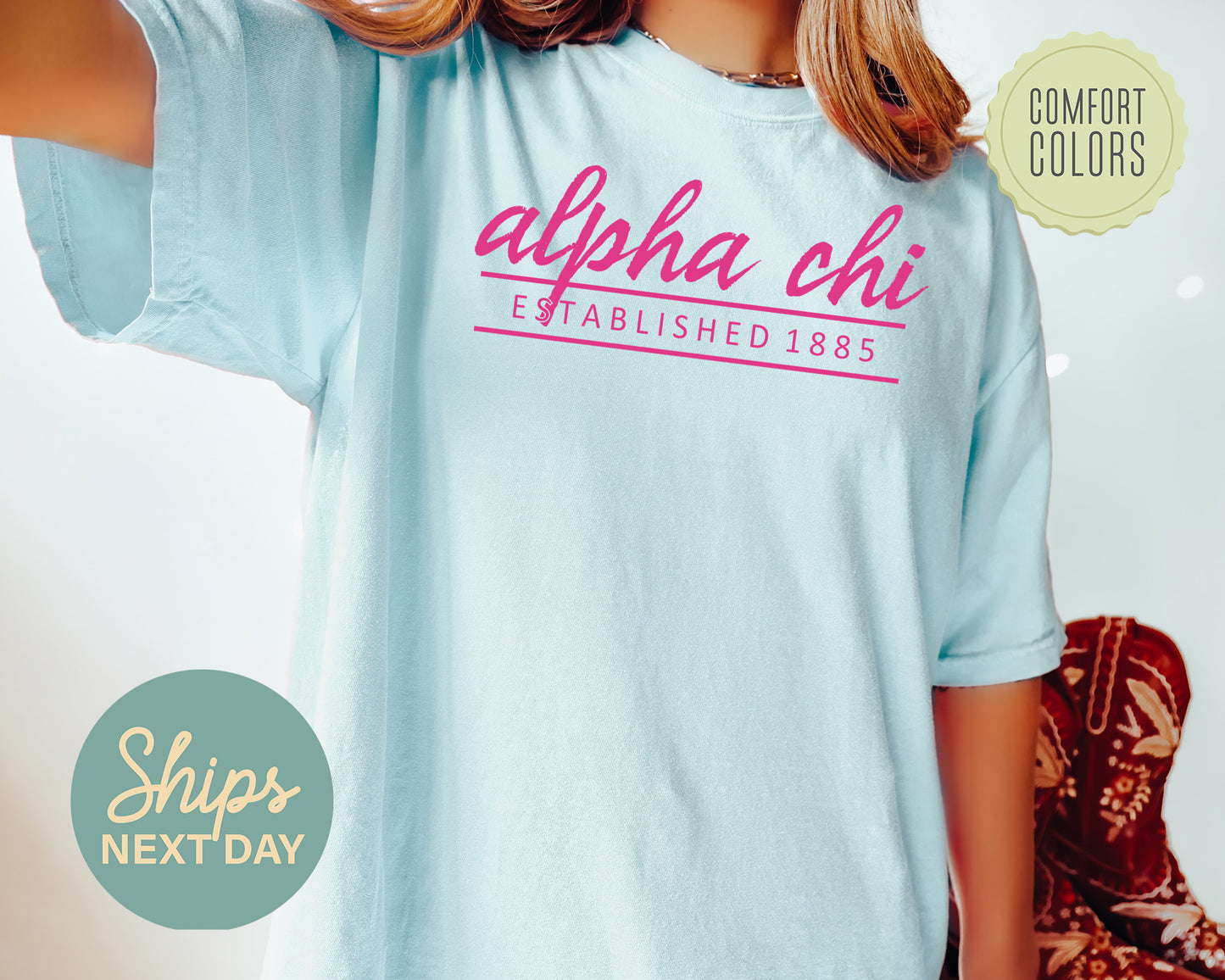 Alpha Chi Omega All Pink Comfort Colors Sorority T-shirt _ 752g