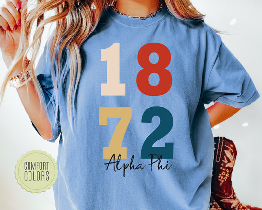 Alpha Phi Colorful and Trendy Comfort Colors Sorority T-shirt _ 186g