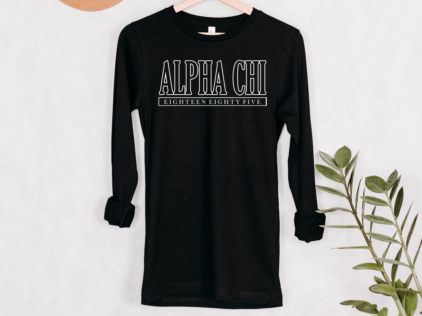Alpha Chi Omega Stencil Stacked Sorority Long Sleeve T-shirt _ 2134g