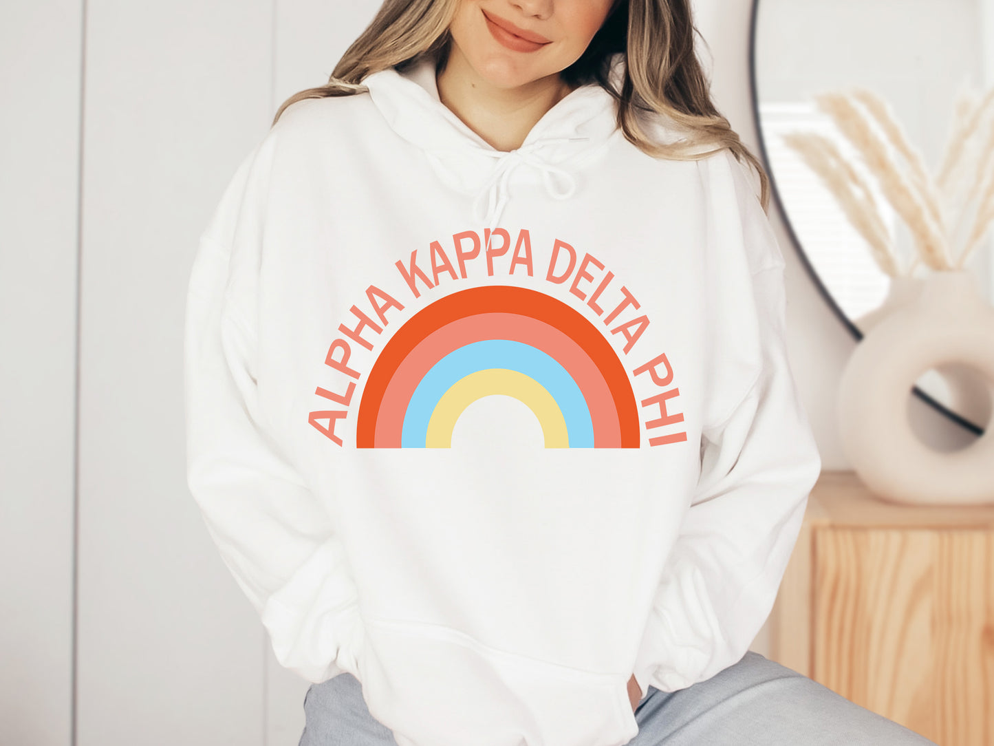 Alpha Kappa Delta Phi Colorful Rainbow Sorority Hoodie _ 3454g