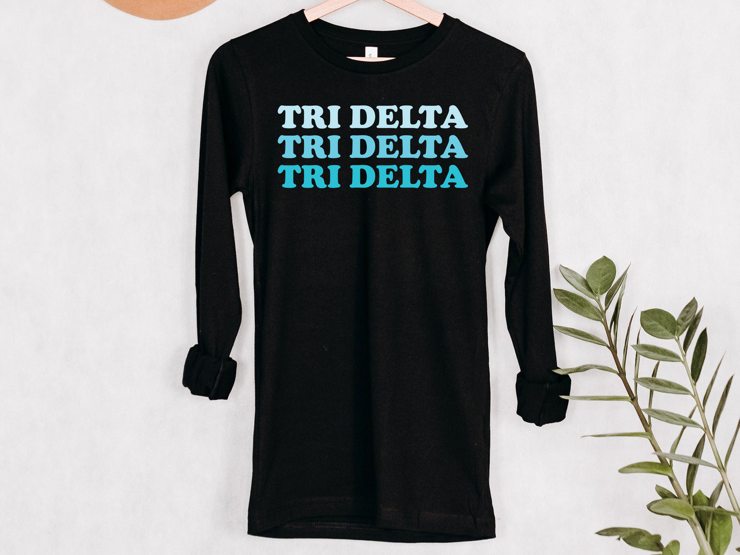 Delta Delta Delta Touch of Blue Sorority Long Sleeve T-shirt _ 2587g