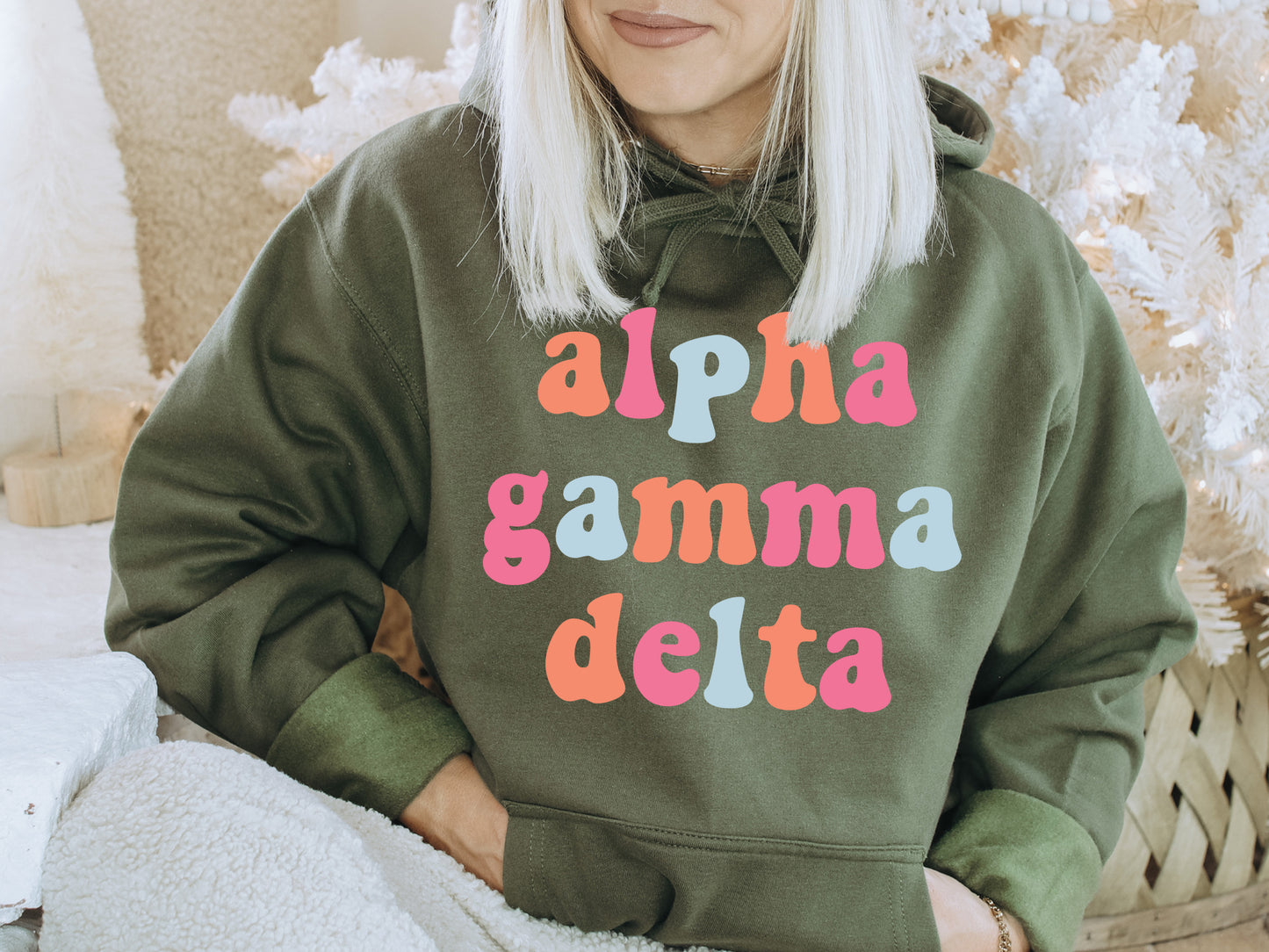 Alpha Gamma Delta Vividly Vibrant Sorority Hoodie _ 3152g
