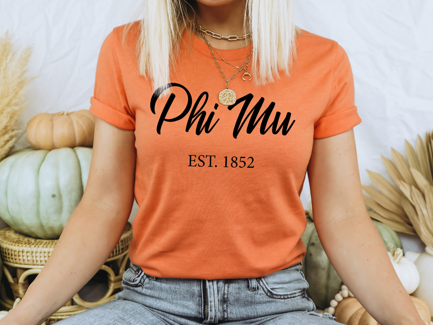 Phi Mu Black Flowy Sorority T-shirt _ 95g