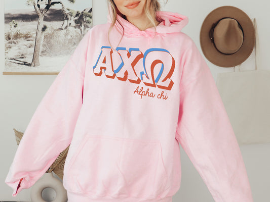 Alpha Chi Omega American Colored Sorority Hoodie _ 27g