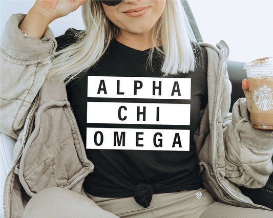 Alpha Chi Omega Faded White Box Sorority T-shirt _ 3333g