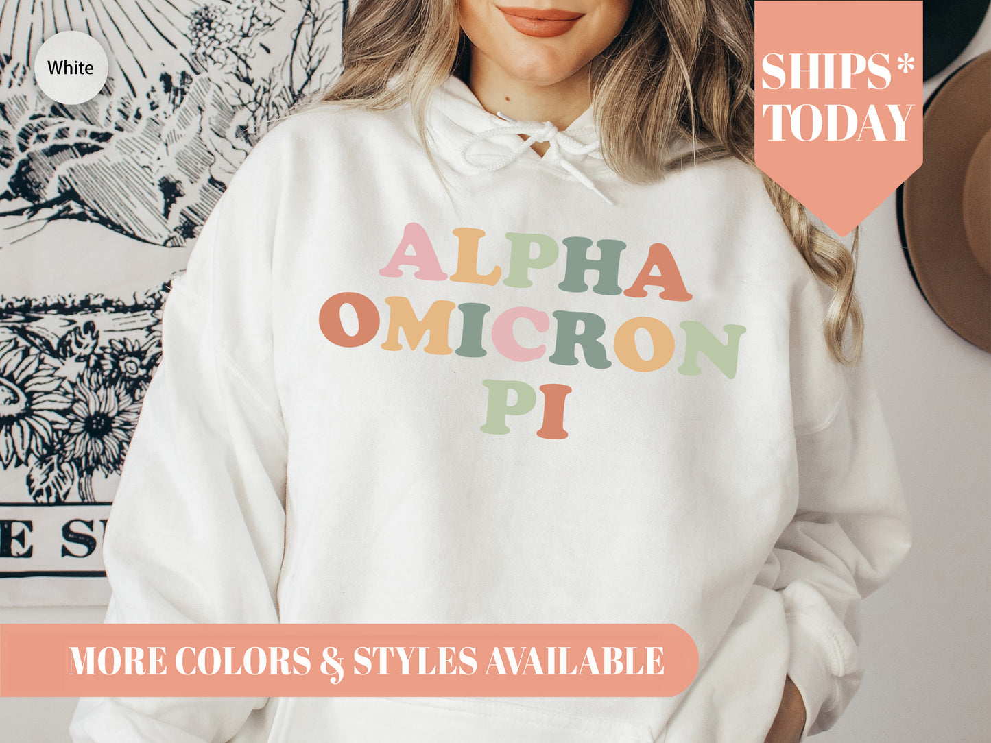 Alpha Omicron Pi Bright and Proud Sorority Hoodie _ 418g