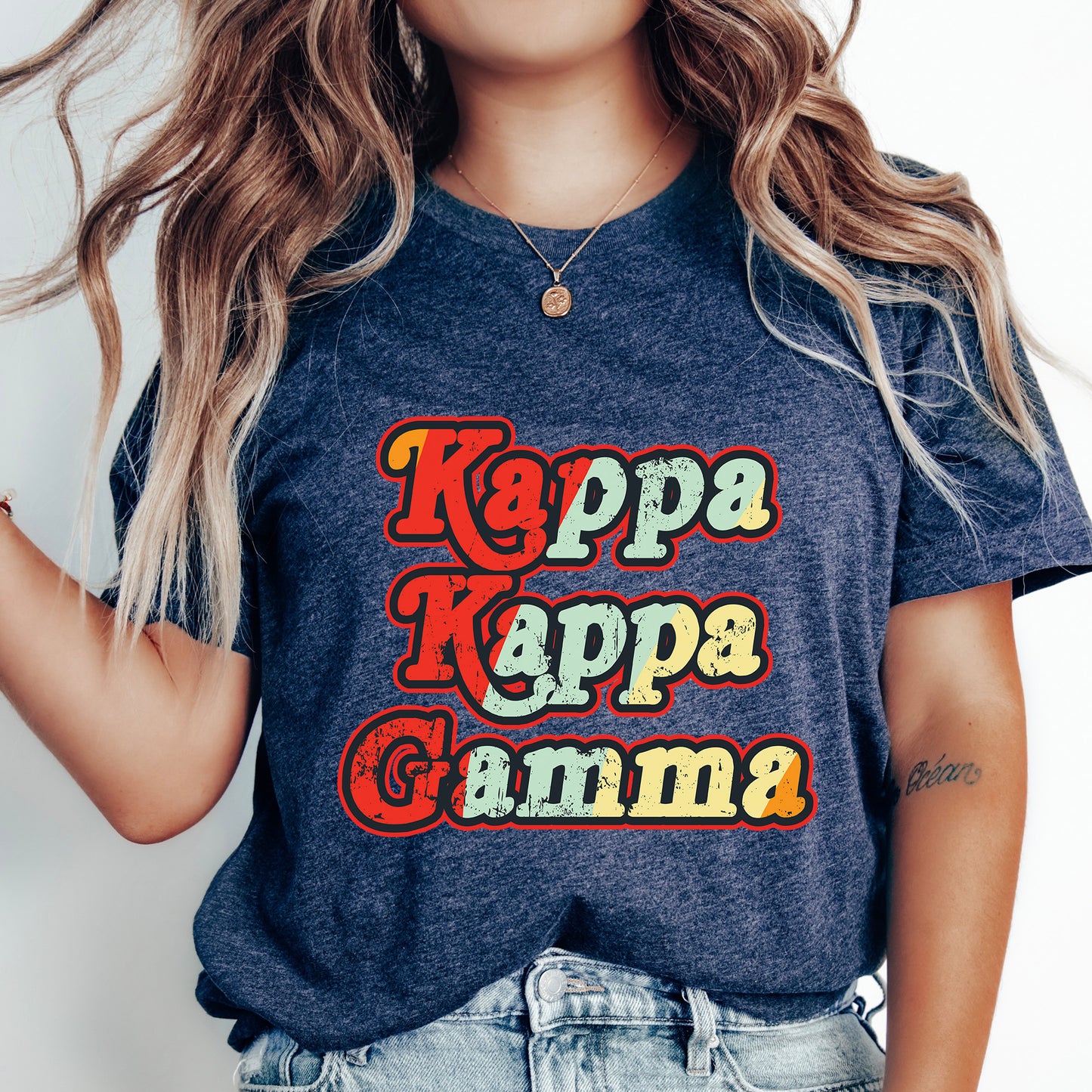 a woman wearing a t - shirt with the words kapp kapp kapp