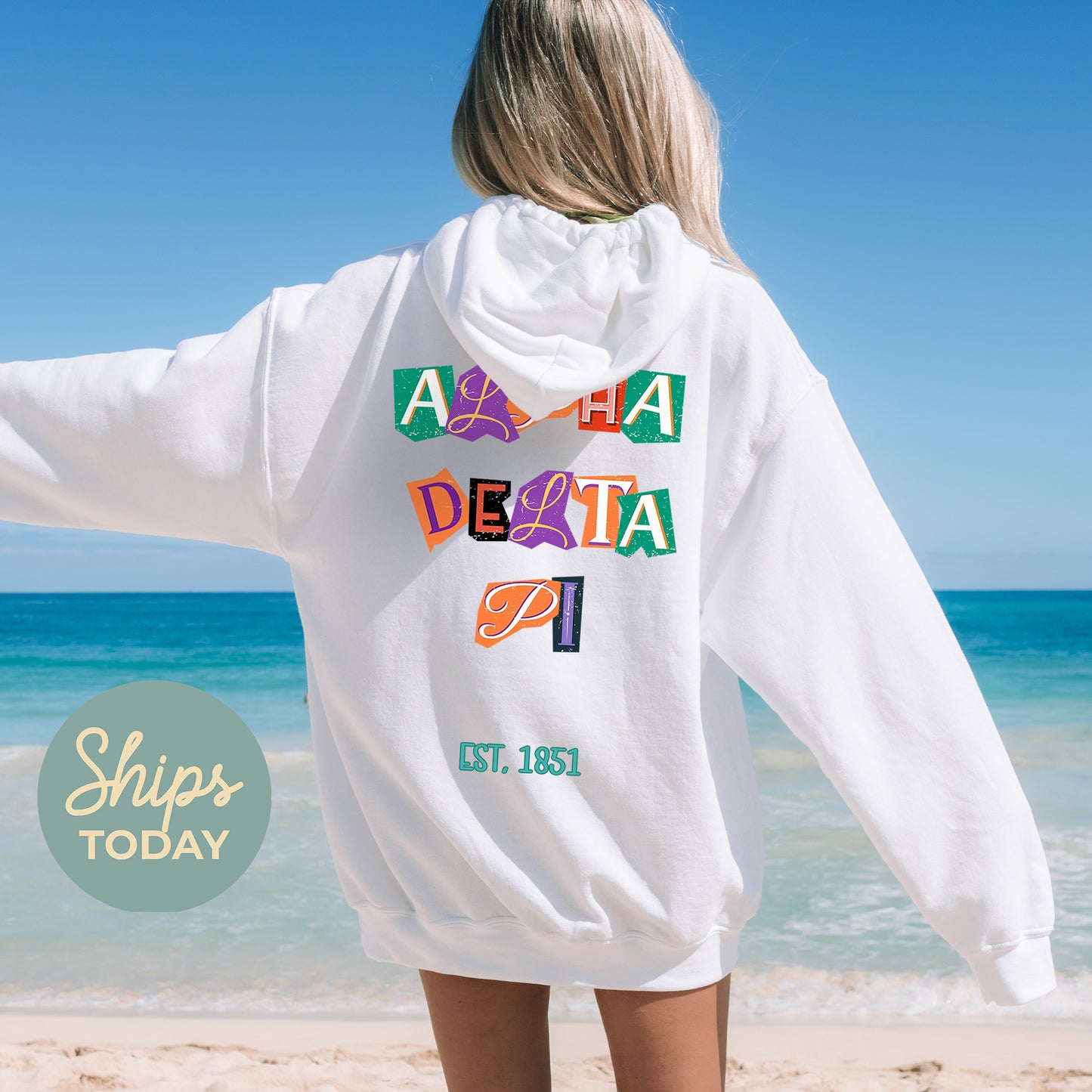 Alpha Delta Pi Letter Cuts Sorority Hoodie _ 35888g