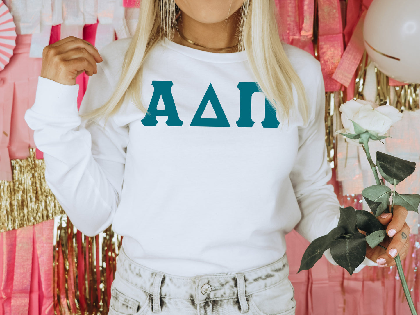 Alpha Delta Pi Back to the Basics Sorority Long Sleeve T-shirt _ 623g