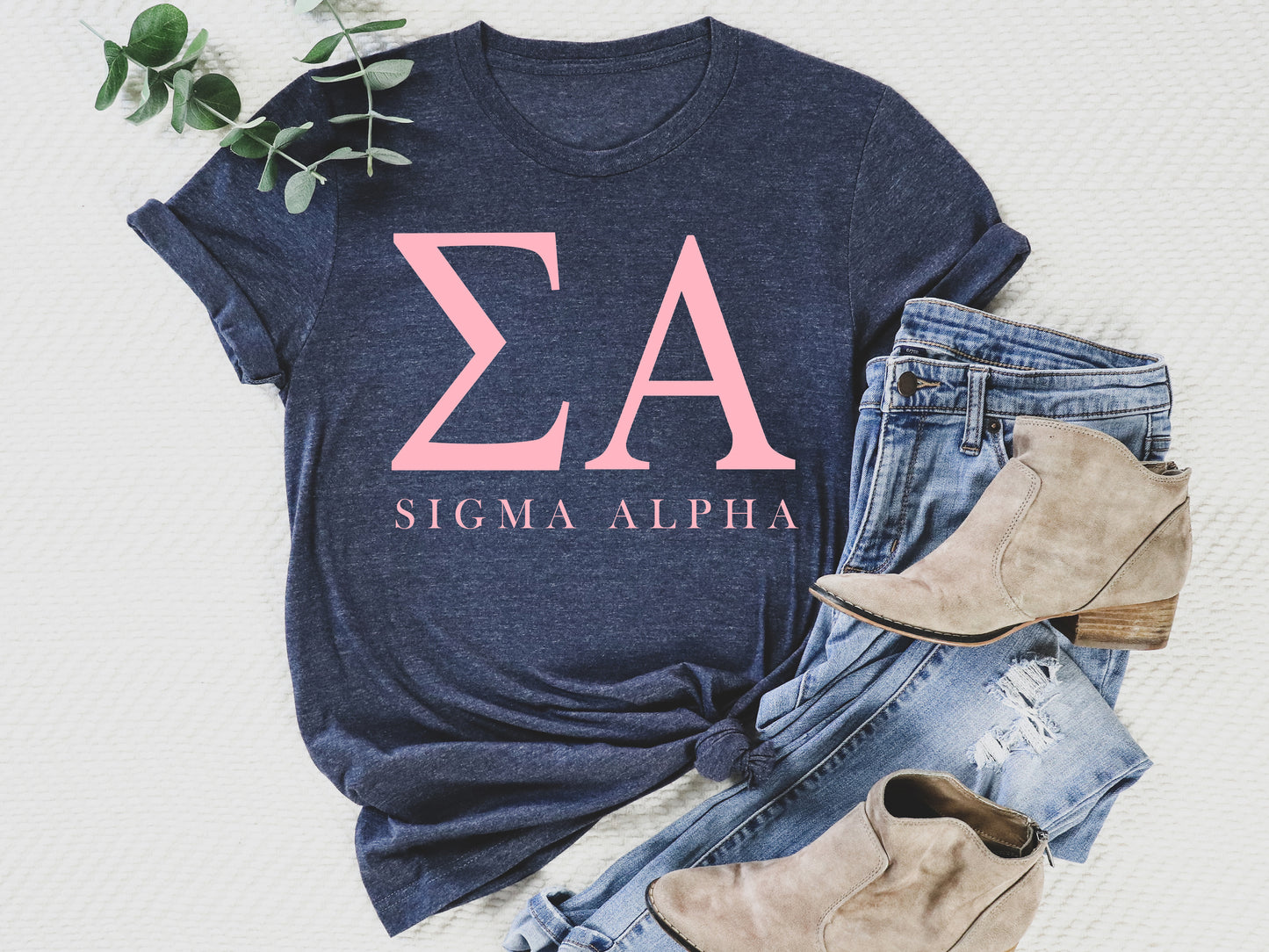 Sigma Alpha Pink Letter Sorority T-shirt _ 3491g