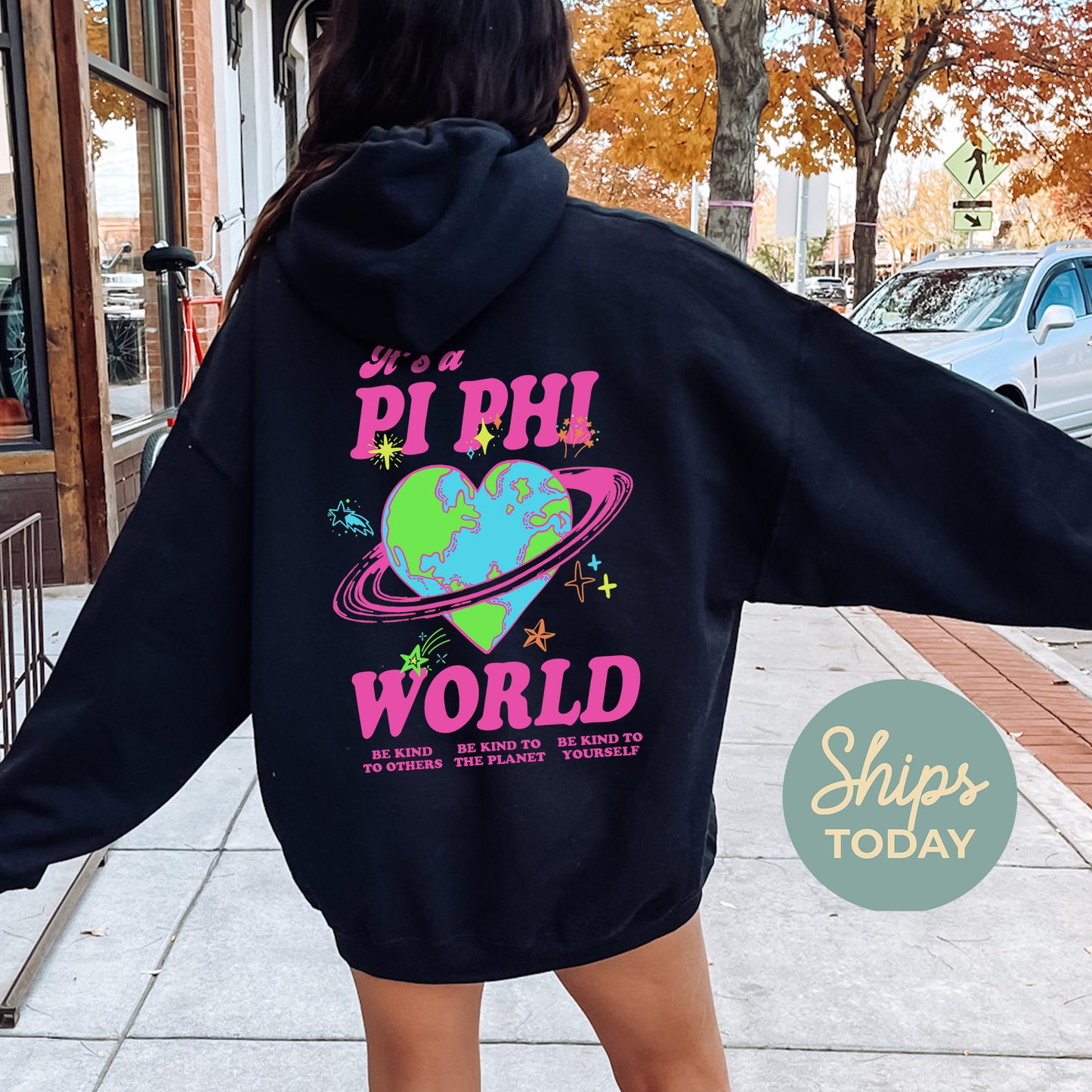 Pi Beta Phi Pink Planet Sorority Hoodie  _ 34250g