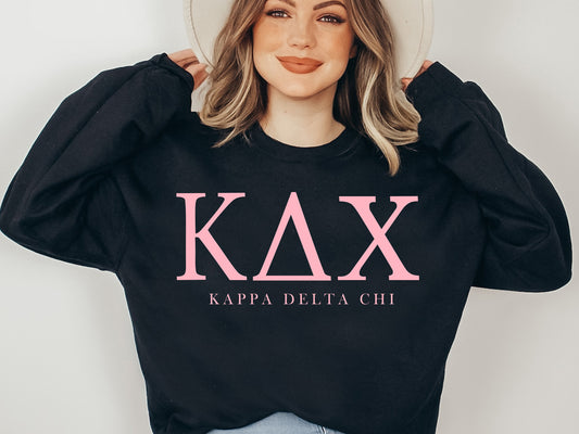 Kappa Delta Chi Pink Letter Sorority Sweatshirt _ 3486g