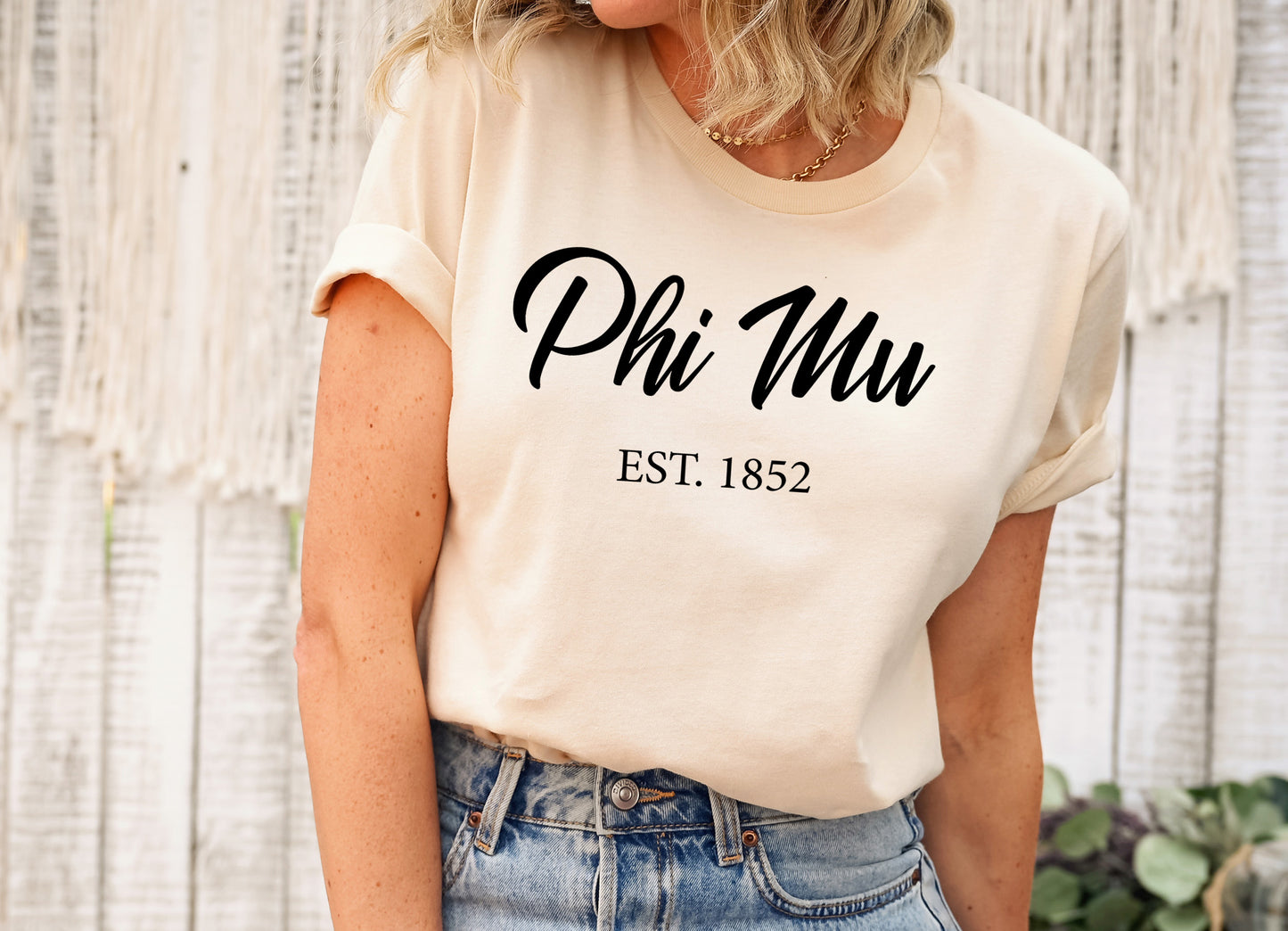 Phi Mu Black Flowy Sorority T-shirt _ 95g