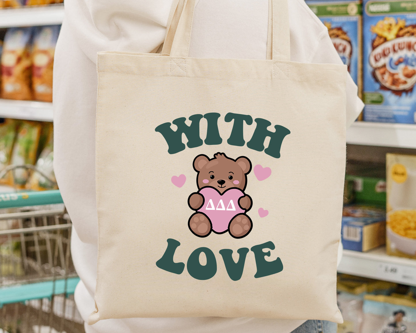 Delta Delta Delta With Love Sorority Tote Bag _ 34266g