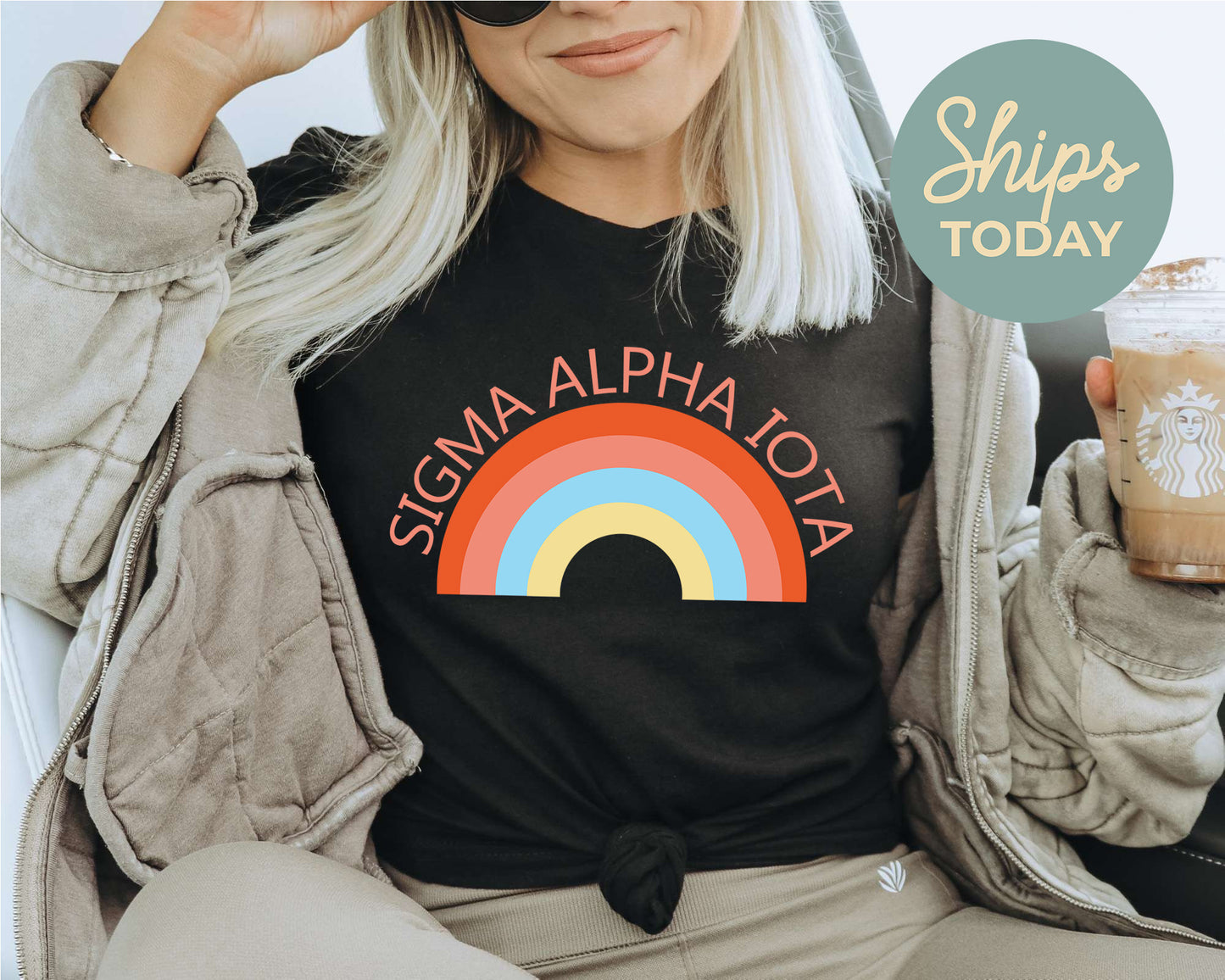 Sigma Alpha Iota Colorful Rainbow Sorority T-shirt _ 3464g
