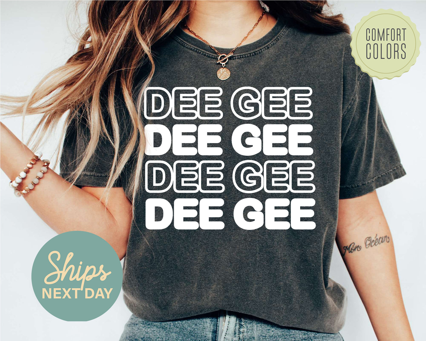 Delta Gamma Bold Bubble Letter Comfort Colors Sorority T-shirt _ 2223g