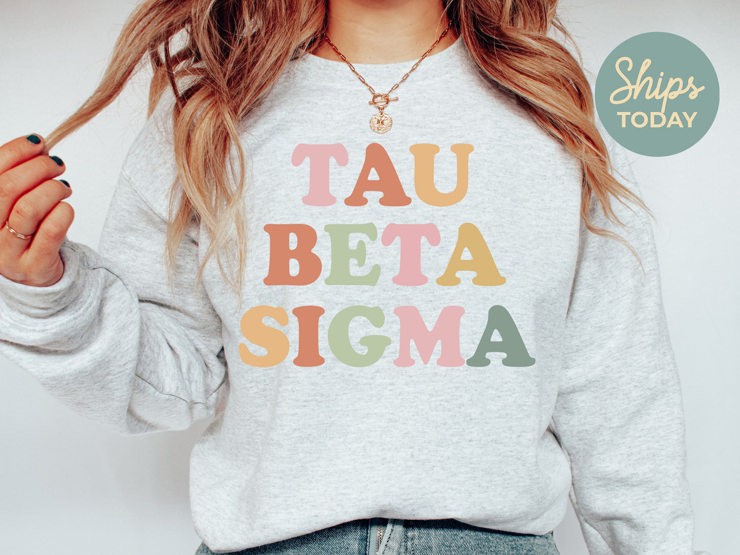 Tau Beta Sigma Bright and Colorful Sorority Sweatshirt _ 3481g