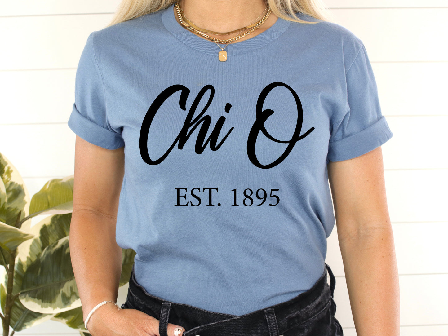 Chi Omega Black Flowy Sorority T-shirt _ 86g