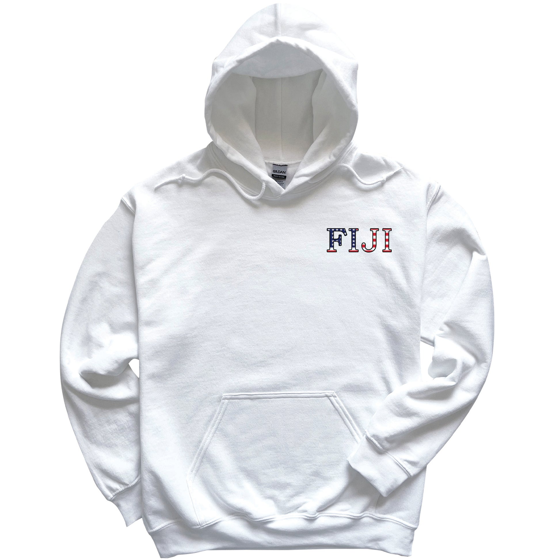 a white hoodie with the word flui printed on it