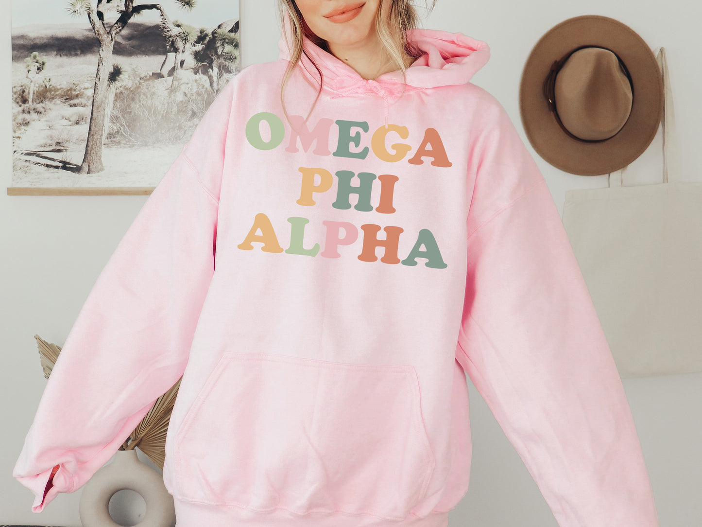 Omega Phi Alpha Bright and Colorful Sorority Hoodie _ 3476g