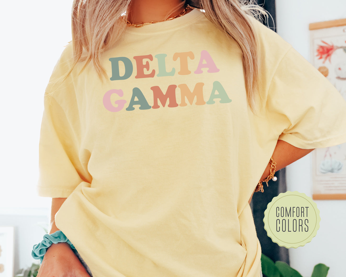 Delta Gamma Bright and Proud Comfort Colors Sorority T-shirt _ 425g