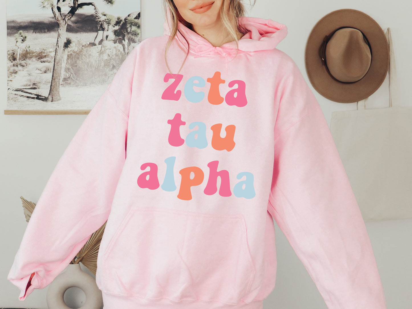 Zeta Tau Alpha Vividly Vibrant Sorority Hoodie _ 3174g