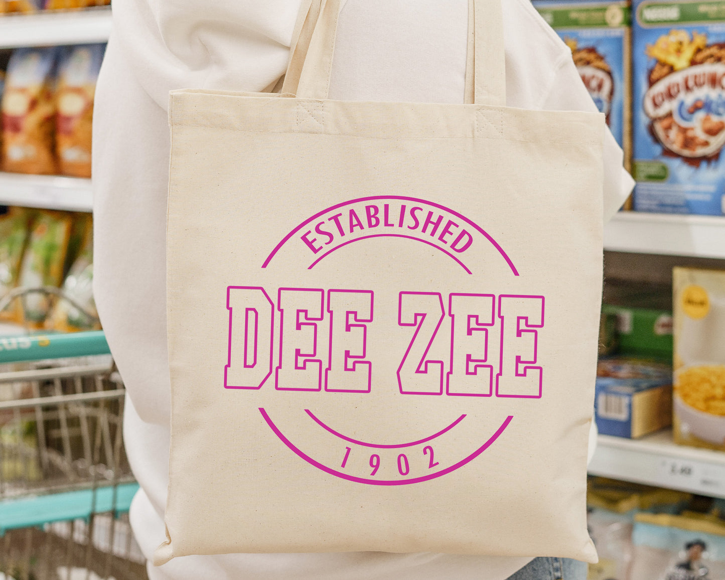 Delta Zeta Pink Stamp Sorority Tote Bag _ 34450g