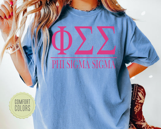 Phi Sigma Sigma Loud Letters Comfort Colors Sorority T-shirt _ 485g