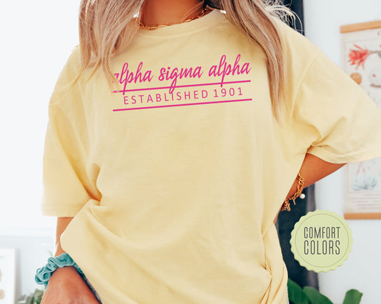 Alpha Sigma Alpha All Pink Comfort Colors Sorority T-shirt _  758g