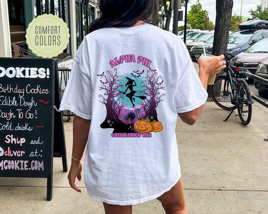 Alpha Phi Halloween Witch Comfort Colors Sorority T-shirt _ 36231g