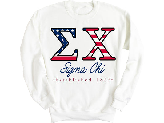 Sigma Chi American Flag Letters Fraternity Sweatshirt _ 1175g