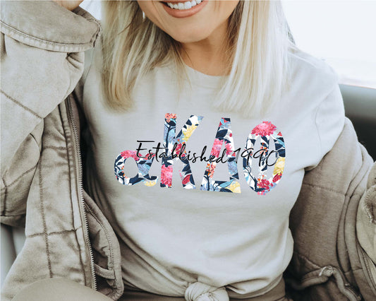 Alpha Kappa Delta Phi Floral Block Sorority T-shirt _ 3511g