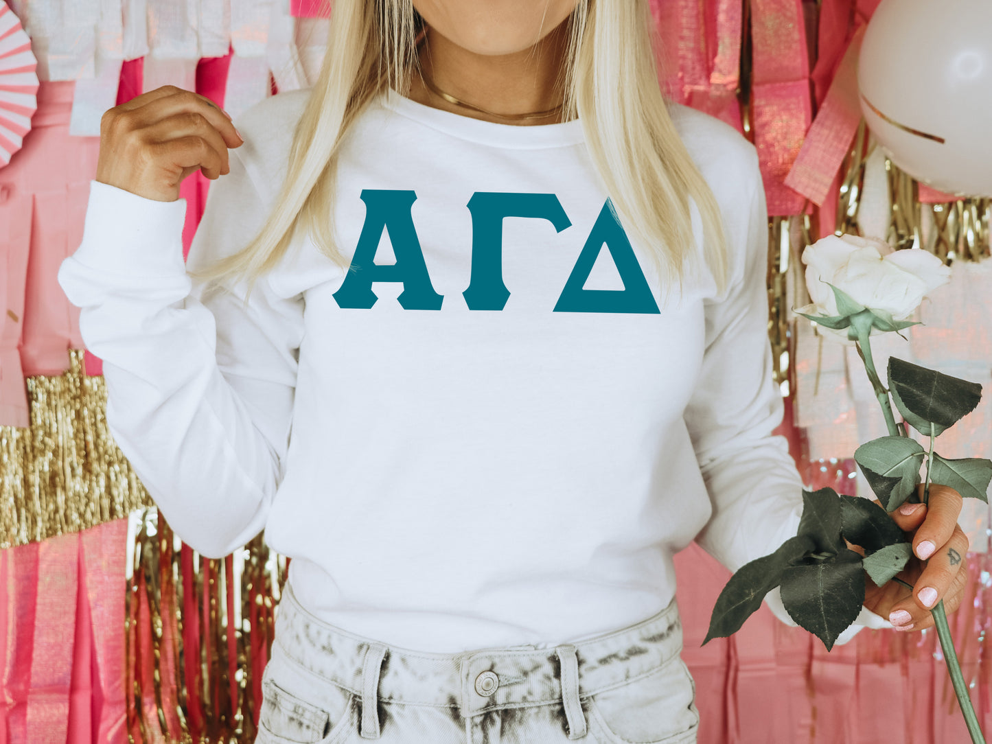 Alpha Gamma Delta Back to the Basics Sorority Long Sleeve T-shirt _ 625g
