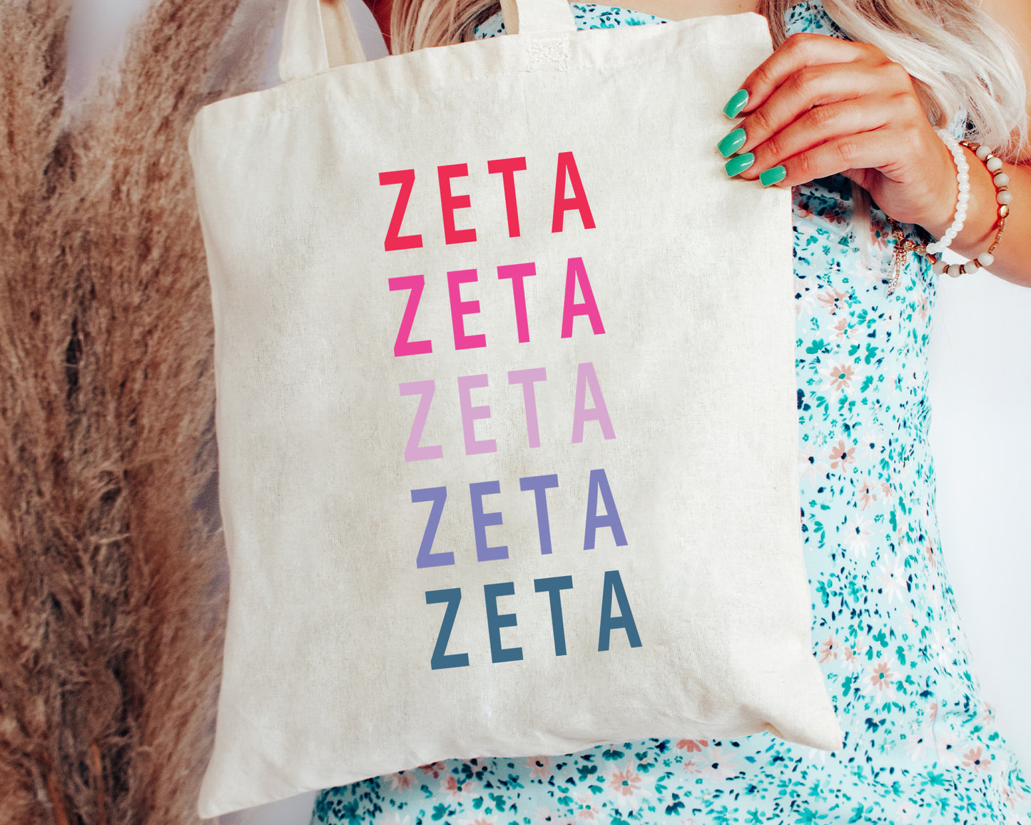 Zeta Tau Alpha Bright and Stacked Sorority Tote Bag _ 34410g