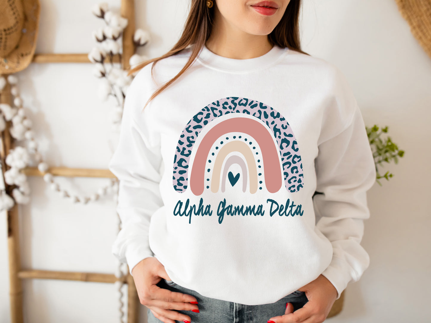 Alpha Gamma Delta Greek Rainbow Sorority Sweatshirt _ 2736g